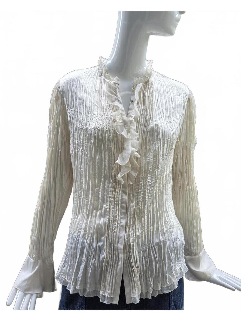 Vintage Peter Nygard Pleated Ruffle Front Blouse Size 14 Romantic, Victoriana - Picture 3 of 14